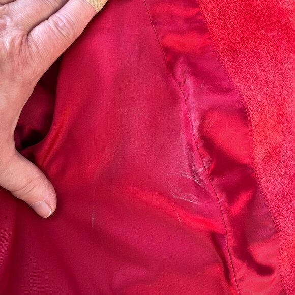 Liz Claiborne Womens Red Suede Leather Blazer Classic Tailored Jacket Size M - Picture 12 of 12